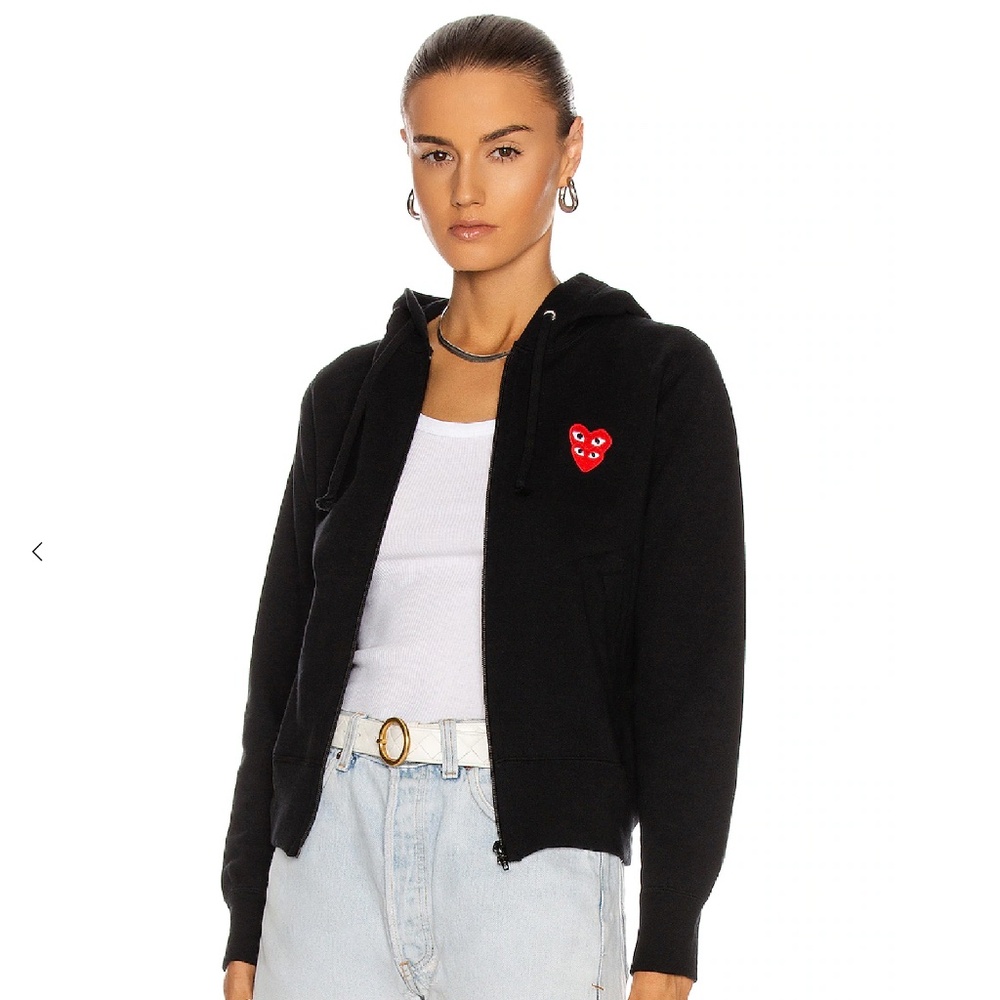 Comme des Garcons PLAY Black Hoodie with Red Heart